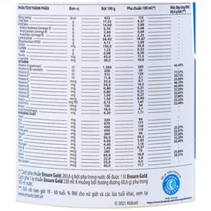 Sữa bột Abbott Ensure Gold hương Vani bổ sung dinh dưỡng cho cơ thể (400g)