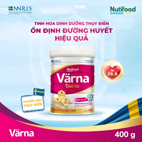 Sữa bột Nutifood Varna Diabetes bổ sung dinh dưỡng cho người bệnh tiểu đường lon 850g