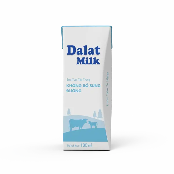 Sữa Tươi Tiệt Trùng Dalatmilk- Không Đường 180ml