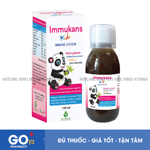 Siro Immukans tăng cường miễn dịch, hỗ trợ hệ tiêu hoá (Chai 150ml)