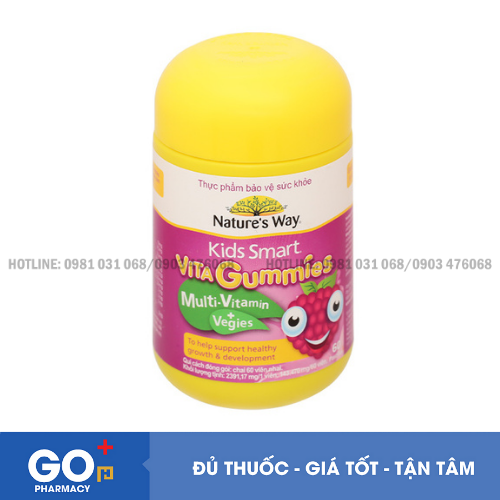 Viên ngậm Vitamin cho trẻ em Nature's Way Kids smart Vita gummies (60 viên)