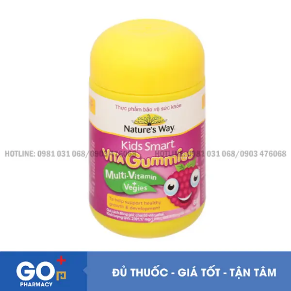 Viên ngậm Vitamin cho trẻ em Nature's Way Kids smart Vita gummies (60 viên)
