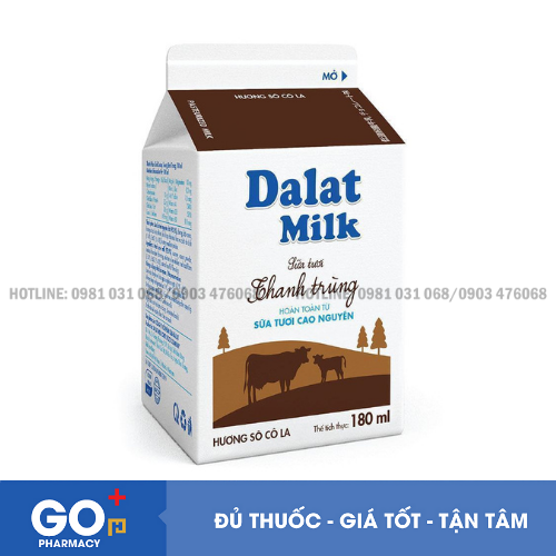Sữa Tươi Thanh Trùng Dalat Milk Hương Socola Hộp 180ML