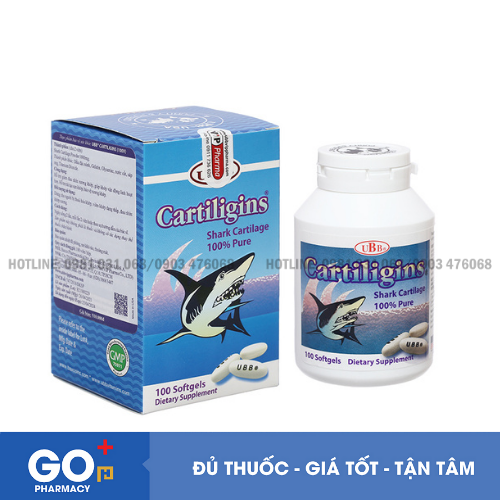 Viên uống sụn cá mập UBB Cartiligins bổ khớp, giảm đau nhức (100 viên)