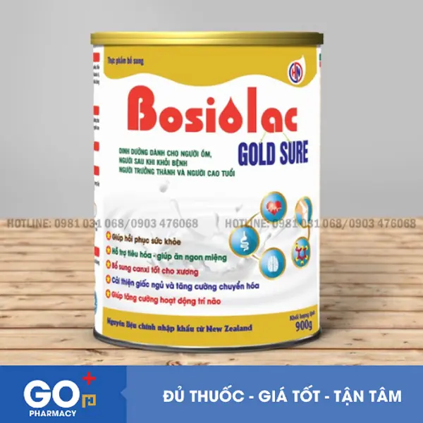 SỮA BỘT BOSIOLAC GOLD SURE dành cho người ốm, người sau khi khỏi bệnh, người trưởng thành và cao tuổi (900g)