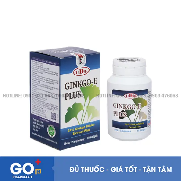 UBB Ginkgo-E Plus tăng cường tuần hoàn máu não chai 60 viên